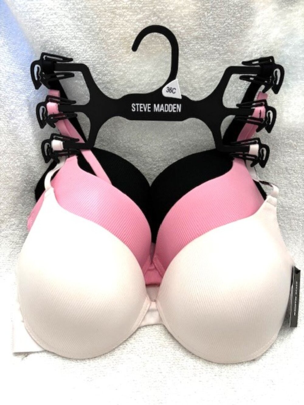 Steve Madden 3-pack push-up bras/3 colors Size 36C NWT